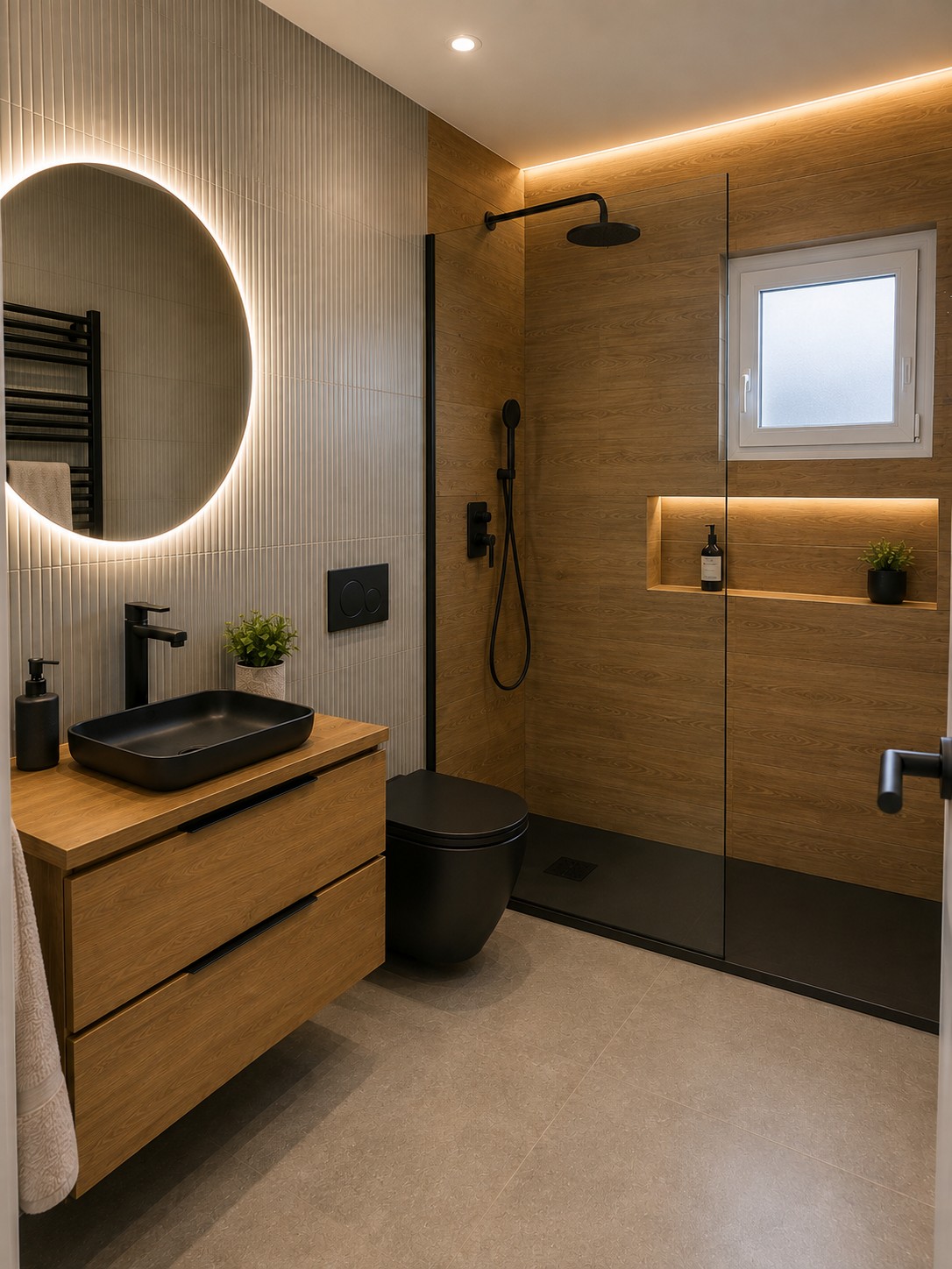 Baño estilo moderno reformado en su totalidad en las Rozas de Madrid